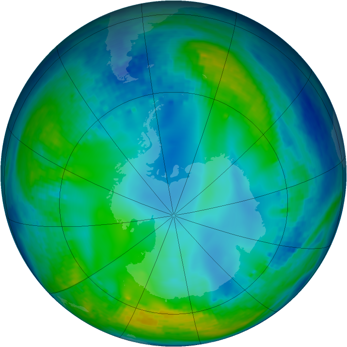 Antarctic ozone map for 30 May 2004